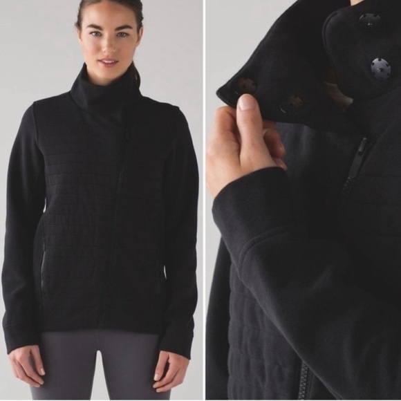 Lululemon Fleece To Be True Jacket Mock Neck Black 2 quilted athletic yoga - Picture 14 of 14